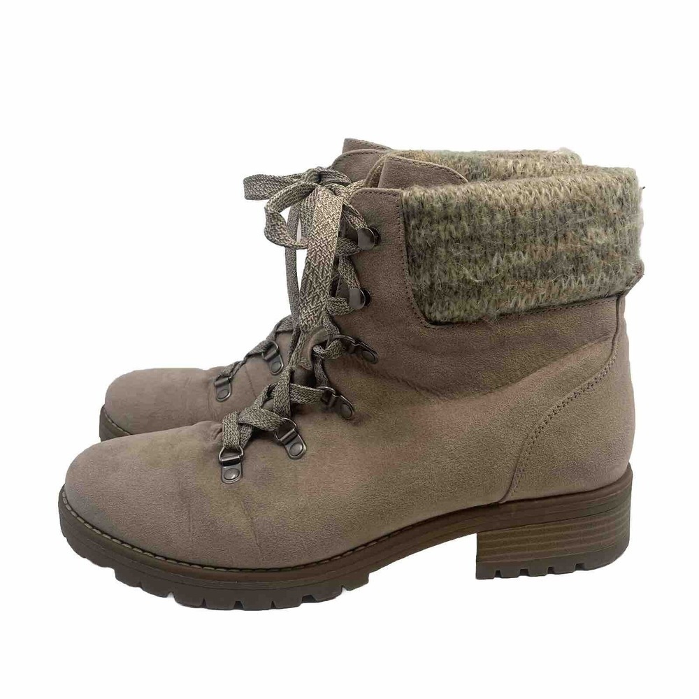 Austin Trading Company Women's Combat Boots Lace Up Vegan Leather Tan Size 11